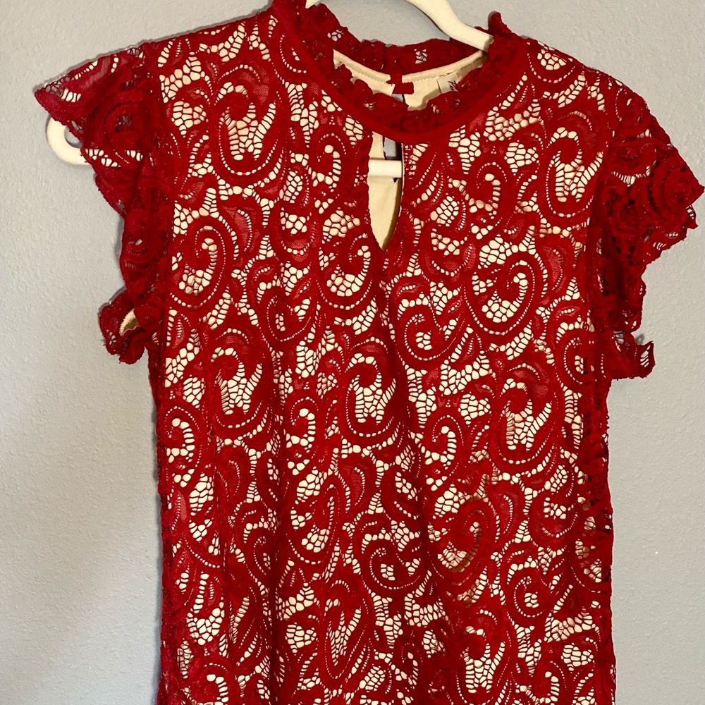 Dark red kimono type blouse